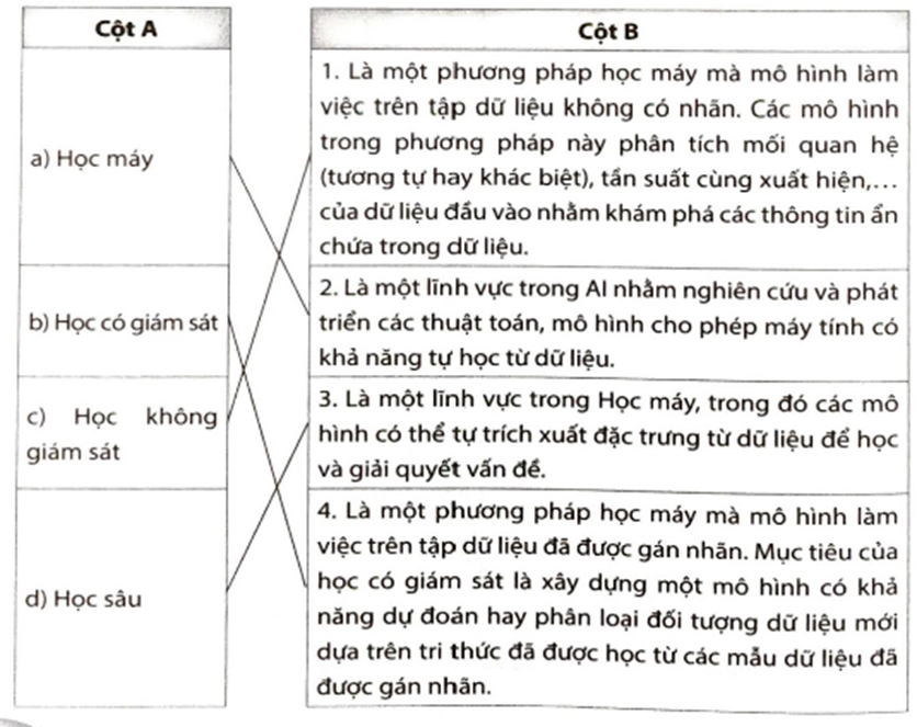 Hãy nối thuật ngữ ở cột A với định nghĩa phù hợp ở cột B.   (ảnh 2)