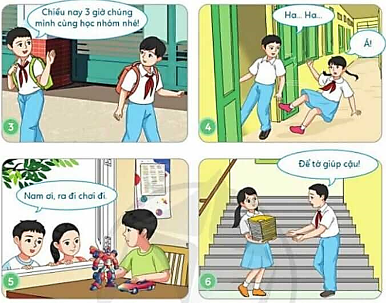 Câu hỏi:  a. Tranh nào thể hiện việc làm nhằm duy trì mối quan hệ bạn bè?  b. Em hãy nêu một số việc làm khác nhằm duy trì mối quan hệ bạn bè. (ảnh 2)