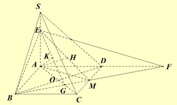 Cho hình chóp \(S.ABCD\) có đáy là hình chữ nhật, biết \(AB = 2a,AD = a,SA = 3a\) và \(SA\) vuông góc với mặt phẳng đáy. Gọi \(M\) là trung điểm cạnh \(CD\), điểm \(E \in SA\) sao cho \(SE = a\). Mỗi phát biểu sau đây là đúng hay sai? Phát biểu	ĐÚNG	SAI Khoảng cách từ điểm \(A\) đến mặt phẳng \(\left( {BME} \right)\) bằng \(\frac{{a\sqrt {70} }}{7}\).		 Cosin của góc giữa hai mặt phẳng \(\left( {SAC} \right)\) và \(\left( {BME} \right)\) bằng \(\frac{1}{{\sqrt {15} }}\).		 (ảnh 2)