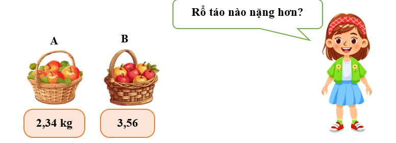 Đáp án câu hỏi bạn Hoa là: 	A. Rổ A nặng hơn		B. Rổ B nặng hơn (ảnh 1)