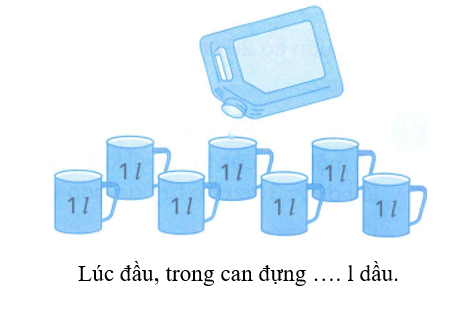 Viết số thích hợp vào chỗ chấm a) Rót hết nước từ bình ra được đầy các cốc như hình dưới đây. (ảnh 2)