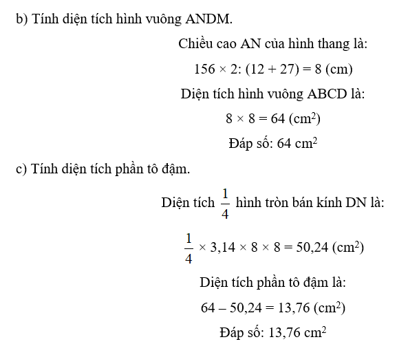 Cho hình thang ABCD, hình vuông ANDM, đường tròn tâm D bán kính (ảnh 3)