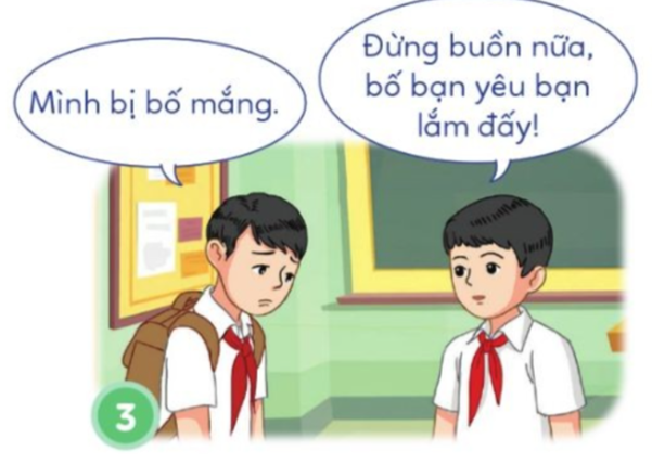 Nhận xét hành động của các bạn trong những tình huống sau:  - Tình huống 1:  Nhóm học tập của An có một bạn bị tật ở chân. An cảm thấy khó chịu và không muốn chơi cùng bạn. An nói với Hà: “Thật phiền phức! Minh cảm thấy rất bất tiện cho nhóm”. An và Hà thoả thuận với nhau sẽ không chơi cùng bạn. (ảnh 3)