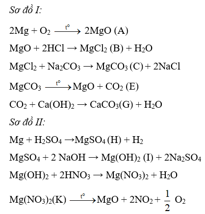 Sau đây là hai sơ đồ phản ứng liên quan đến magnesium oxide. (ảnh 1)