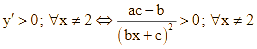  Cho hàm số f(x) = (ax + 1) / (bx + c) (a, b, c thuộc R) có bảng (ảnh 1)