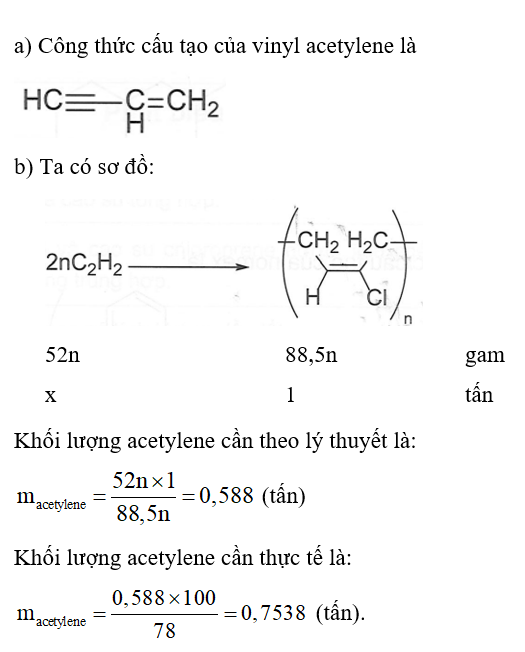 Cao su chloroprene có thể tổng hợp từ acelylene theo sơ đồ (ảnh 1)