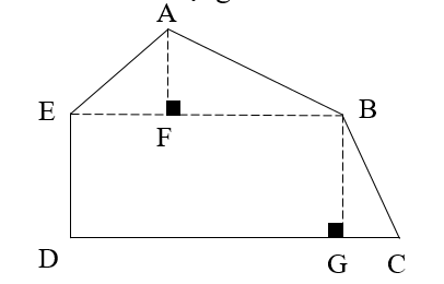 Tính diện tích mảnh đất có hình dạng như hình vẽ dưới đây.      Biết: EF = 10 m;  (ảnh 1)