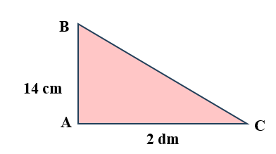 Tính diện tích tam giác vuông ABC có kích thước như hình vẽ bên dưới: (ảnh 2)