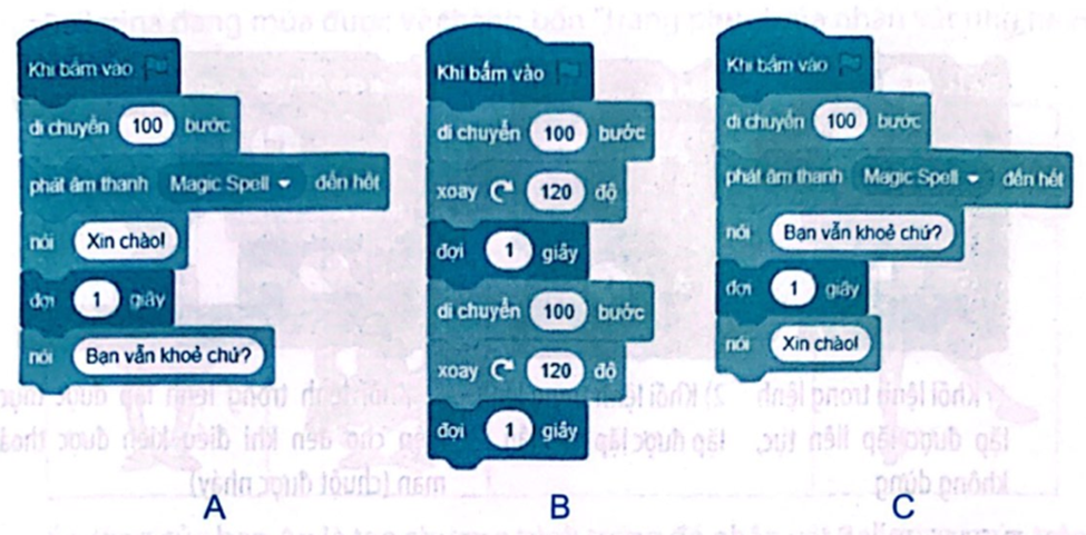 Trong các chương trình sau, chương trình nào có chứa cấu trúc lặp? (ảnh 1)