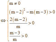 để phương trình mx^2 - 2(m - 2)x + m - 3 = 0 có hai nghiệm (ảnh 1)