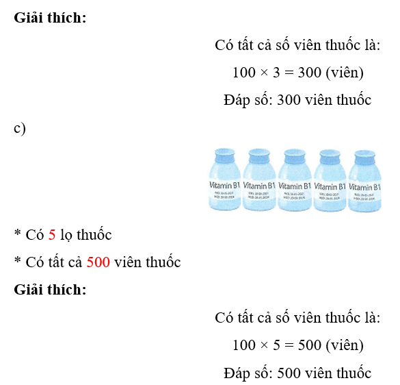 Biết mỗi lọ thuốc có 100 viên. Viết số thích hợp vào ô trống (ảnh 3)