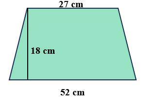 Diện tích hình thang dưới đây là: A. 711 cm2	 	B. 531 cm2	 	C. 583 cm2	 	D. 541 cm2 (ảnh 1)