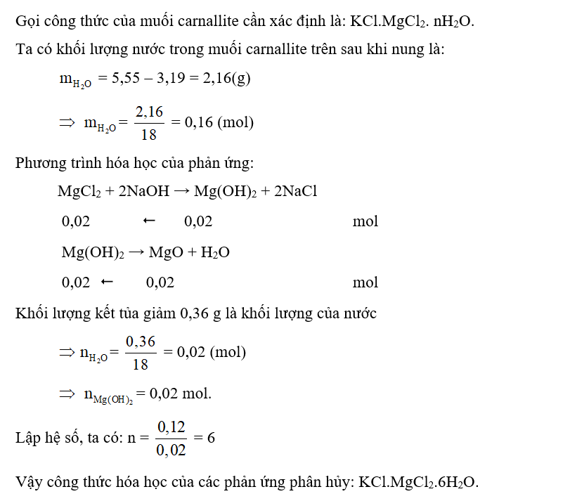 Carnallite là muối khoáng, thành phần gồm có KCl và MgCl2 ngậm nước. (ảnh 1)