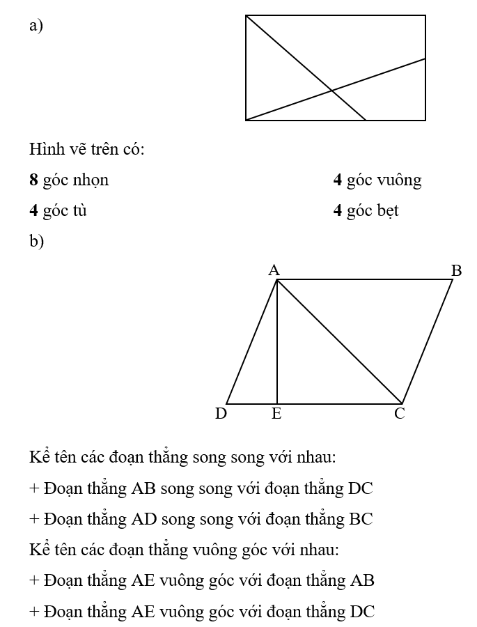 Hình vẽ trên có:  ............. góc nhọn          ............. góc vuông  ............. góc tù                   ............. góc bẹt (ảnh 3)