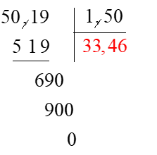 Em hãy chọn đáp án đúng nhấtThương của phép chia 50,19 : 1,5 là: (ảnh 1)