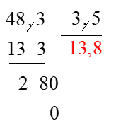 Em hãy chọn đáp án đúng nhấtThương của phép chia 48,3 : 3,5 là: (ảnh 1)