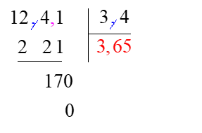 Điền số thích hợp vào chỗ chấm12,41 : …… = 3,4 (ảnh 1)