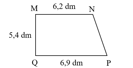  Điền số thích hợp vào ô trốngMNPQ5,4 dm6,2 dm6,9 dmMNPQ5,4 dm6,2 dm6,9 dmTính diện tích hình thang sau:Bài giảiDiện tích hình thang trên là:(….. + …..) × ….. : ….. = ….. (cm2)Đáp số: ….. cm2 (ảnh 1)