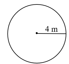 Điền số thích hợp vào ô trống4 m 4 m Chu vi của hình tròn trên là: …… m (ảnh 1)