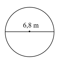 Điền số thích hợp vào ô trống6,8 m 6,8 m Chu vi của hình tròn trên là: …… m (ảnh 1)