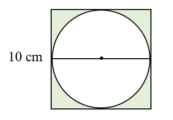  Điền số thích hợp vào ô trống10 cm 10 cm Tính diện tích của phần được tô màu.Bài giảiDiện tích hình vuông là:… × … = … (cm2)Diện tích hình tròn là:… × … × … = … (cm2)Diện tích phần tô màu là (ảnh 1)