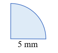 Điền số thích hợp vào ô trống5 mm5 mmTính diện tích hình vẽ sau. Biết hình vẽ bằng  hình trònBài giảiDiện tích của hình vẽ trên là:…. × …. × …. × …. = ….. (mm2)Đáp số: …. mm2 (ảnh 1)
