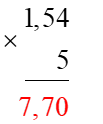  Em hãy chọn đáp án đúng nhấtKết quả của phép tính 1,54 × 5 là: (ảnh 1)