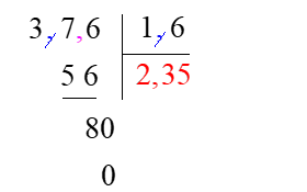  Em hãy chọn đáp án đúng nhấtKết quả của phép tính 3,76 : 1,6 là: (ảnh 1)