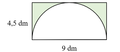  Điền số thích hợp vào ô trống9 dm4,5 dm9 dm4,5 dmDiện tích của phần hình vẽ được tô màu là: ….. dm2 (ảnh 1)
