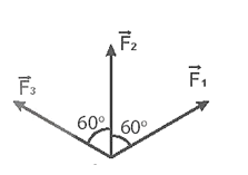 Một chất điểm chịu tác dụng của ba lực \({\vec F_1},\,{\vec F_2},\,{\vec F_3}\) có cùng độ lớn 12 N.  (ảnh 1)