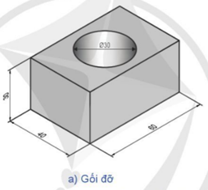 Câu 1 (2 điểm) Vẽ hình chiếu vuông góc và ghi kích thước: (ảnh 1)