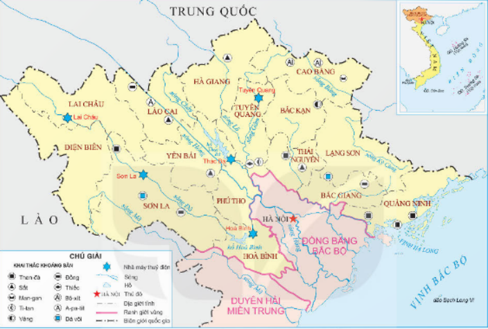 Quan sát lược đồ và thực hiện yêu cầu sau:  a. Cho biết than đá có ở những tỉnh nào của vùng Trung du và miền núi Bắc Bộ.  b. Kể tên một số sản phẩm có nguồn gốc từ khoáng sản của vùng Trung du và miền núi Bắc Bộ. (ảnh 1)