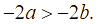 Cho a > b. Khi đó, ta có A. -2a > -2b B. 3a < 3b C. -2a - 1 < -2b - 1 (ảnh 1)