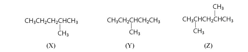 Cho ba công thức cấu tạo sau:    a). X, Y, Z là đồng phân vị trí mạch carbon. b). X là đồng đẳng của Y và Z; Y và Z là đồng  (ảnh 1)