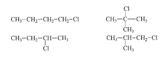 Số đồng phân cấu tạo có thể có của hợp chất có công thức phân tử C4H9Cl là? (ảnh 1)