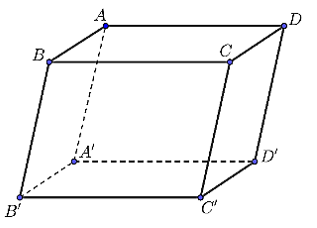 Cho hình hộp \(ABCD.A'B'C'D'\). Tính tổng \( {AB}  +  {AD}  +  {A'C'} \). (ảnh 1)