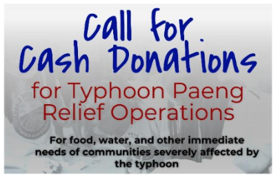 What does the notice NOT say? Financial support is needed for typhoon relief. Funds will help cover food and water supplies. The goal is to support communities in need. Volunteers are required for relief operations. (ảnh 1)