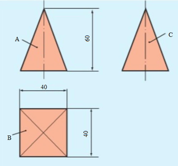 Câu 1. Vẽ hình chiếu vuông góc và ghi kích thước: (ảnh 2)