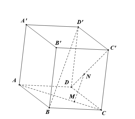 Cho hình hộp \[ABCD.A'B'C'D'\]. Gọi \(M\), \(N\) lần lượt là các điểm trên đoạn (ảnh 1)