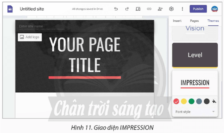 Em hãy thực hiện tạo trang web.  Yêu cầu: Thiết kế trang web với chủ đề bảo vệ môi trường nơi em đang sống.  - Tiêu đề chính của trang: Em hãy tự nghĩ một tiêu đề phủ hợp (Gợi ý. Lá phối xanh, Bảo về nguồn nước, Môi trường xanh, Môi trường - Mái nhà chung,...).  - Chèn logo logo do em tự thiết kế.  - Đặt tên trang web: ENVIRONMENT.  - Chèn hình ảnh bìa: Em có thể chụp ảnh nơi em đang sinh sống hoặc tải ảnh phù hợp để làm ảnh bìa.  Sử dụng giao diện Level và chọn tông màu xanh (ảnh 2)