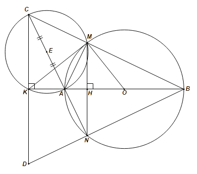 Chứng minh A, M, C, K cùng thuộc một đường tròn (ảnh 1)