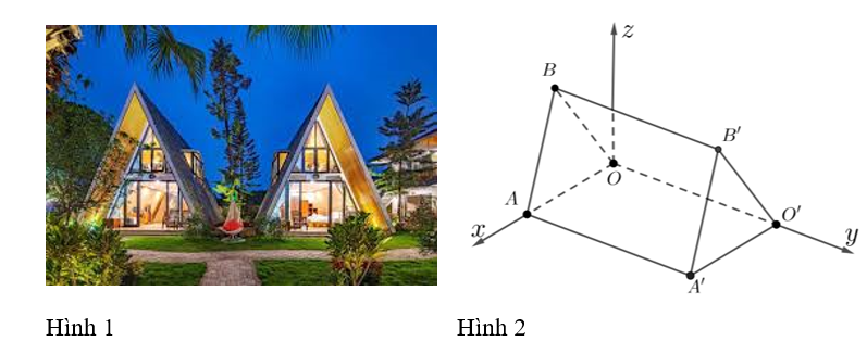 Những căn lều gỗ trong Hình 1 được phác thảo dưới dạng một hình lăng trụ đứng tam giác \(OAB.O'A'B) (ảnh 1)