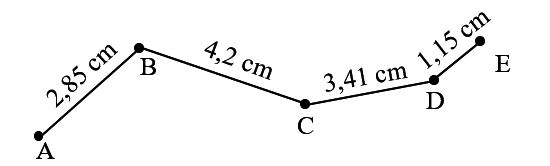 b) Độ dài đường gấp khúc ABCD là: (ảnh 1)