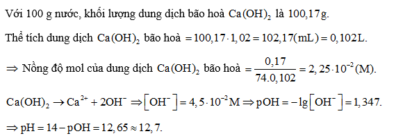 Giá trị pH của dung dịch  bão hoà là bao nhiêu? (Làm tròn kết quả đến hàng phần mười) (ảnh 1)