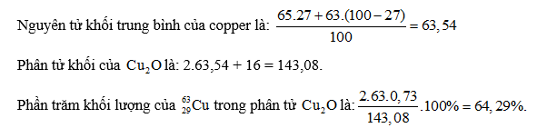 Phần trăm khối lượng của  trong phân tử  là (biết rằng nguyên tử khối của O bằng 16) (ảnh 1)