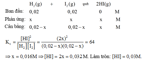 Tính nồng độ hydrogen iodide khi phản ứng đạt trạng thái cân bằng ở 650K (ảnh 1)