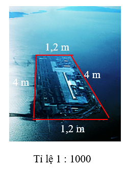 a) Tính diện tích sân bay trên thực tế theo đơn vị km2.  b) Để làm hàng rào xung quanh sân bay cần bao nhiêu mét rào? (ảnh 1)