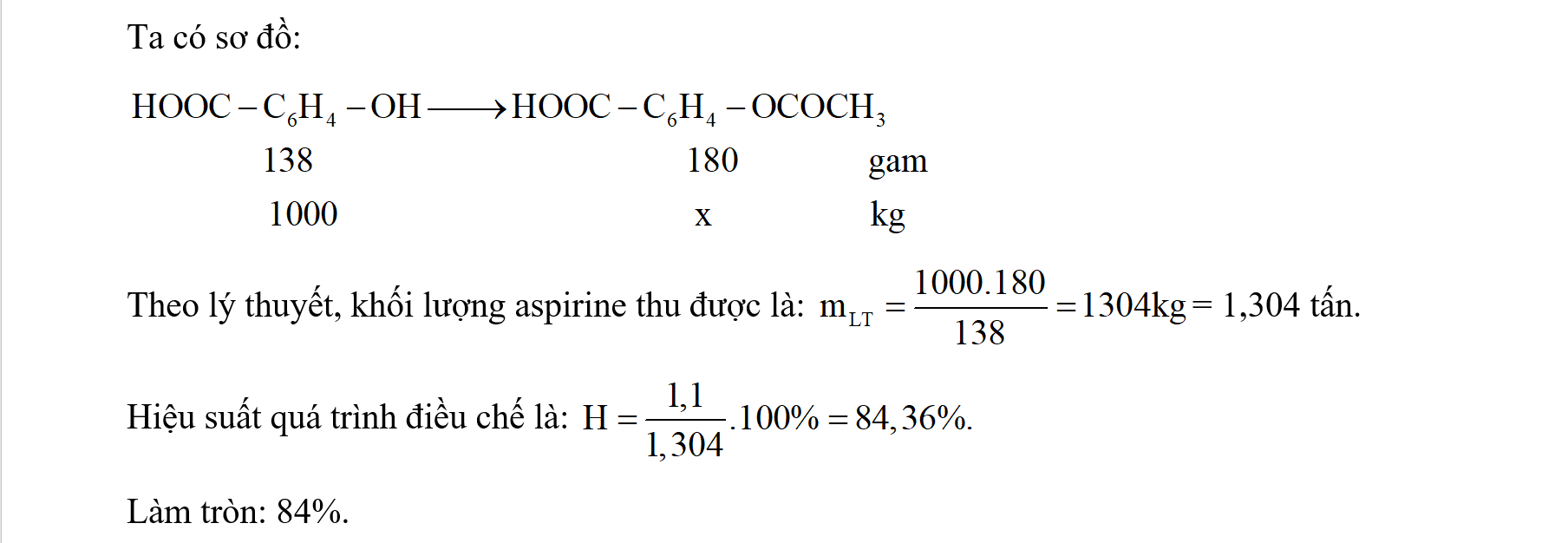 Xác định hiệu suất (%) của quá trình điều chế. (Làm tròn kết quả đến hàng đơn vị) (ảnh 2)