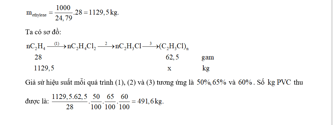 Số   thu được khi dùng   khí ethylene (ở   và   ) là?  (ảnh 2)