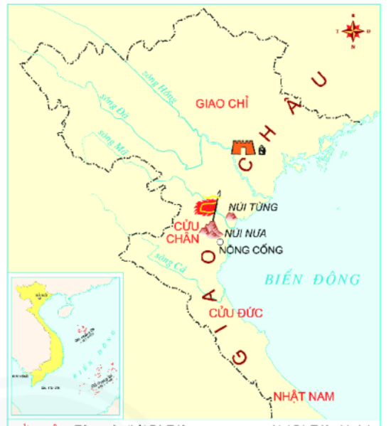 Lược đồ sau đây thể hiện diễn biến chính của cuộc khởi nghĩa nào ở Việt Nam dưới thời Bắc thuộc? (ảnh 1)